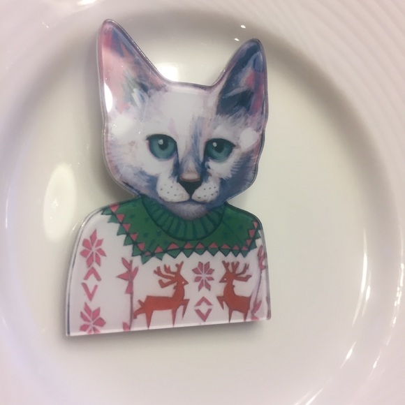 Kathrono Jewelry - 😺 Cute kitty cat Christmas sweater brooch